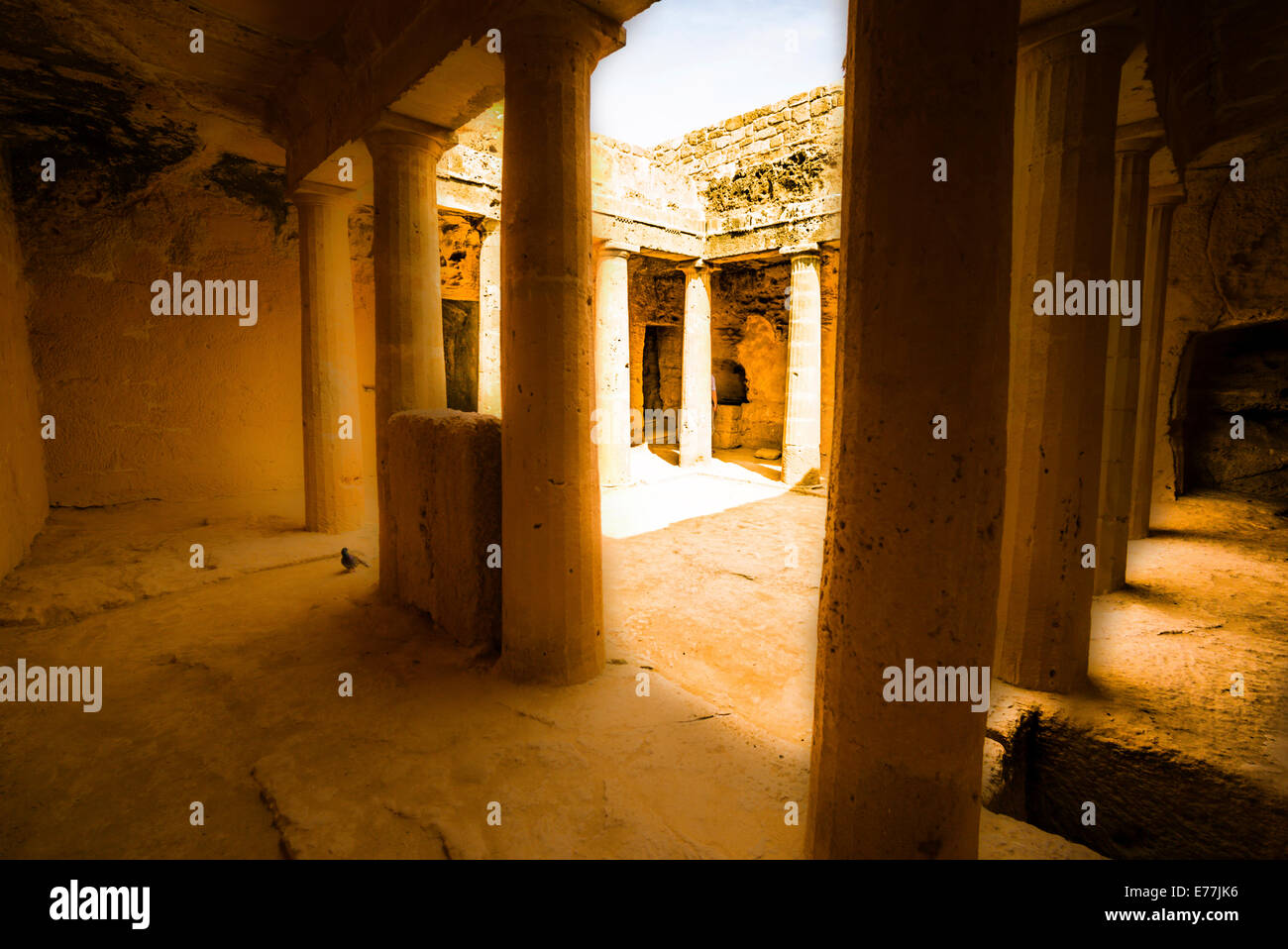 Complexe funéraire excavée, Paphos, Chypre. Banque D'Images