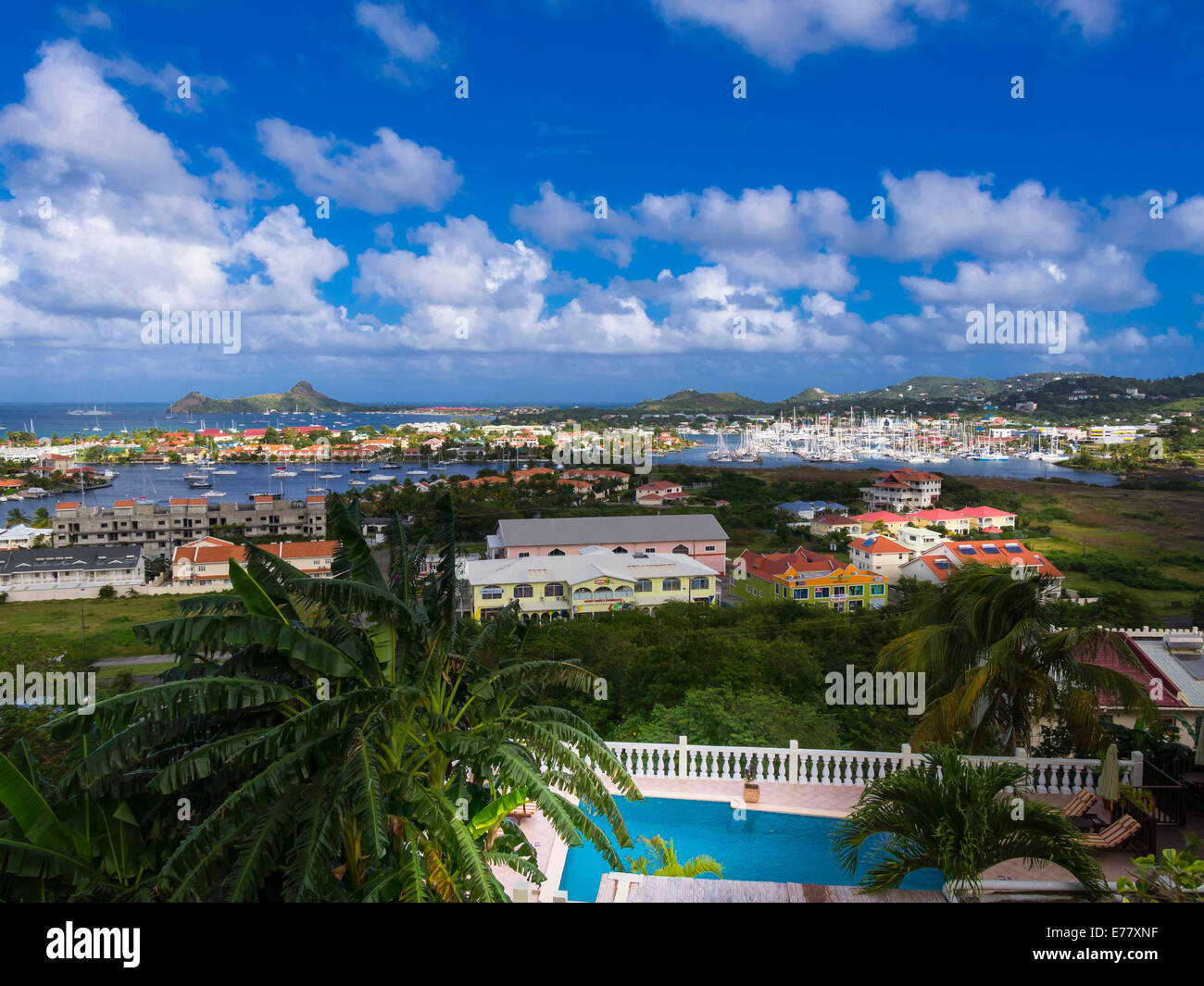 Vue de la marina de Rodney Bay, île de Sainte-Lucie, Petites Antilles, îles du Vent, Sainte-Lucie Banque D'Images