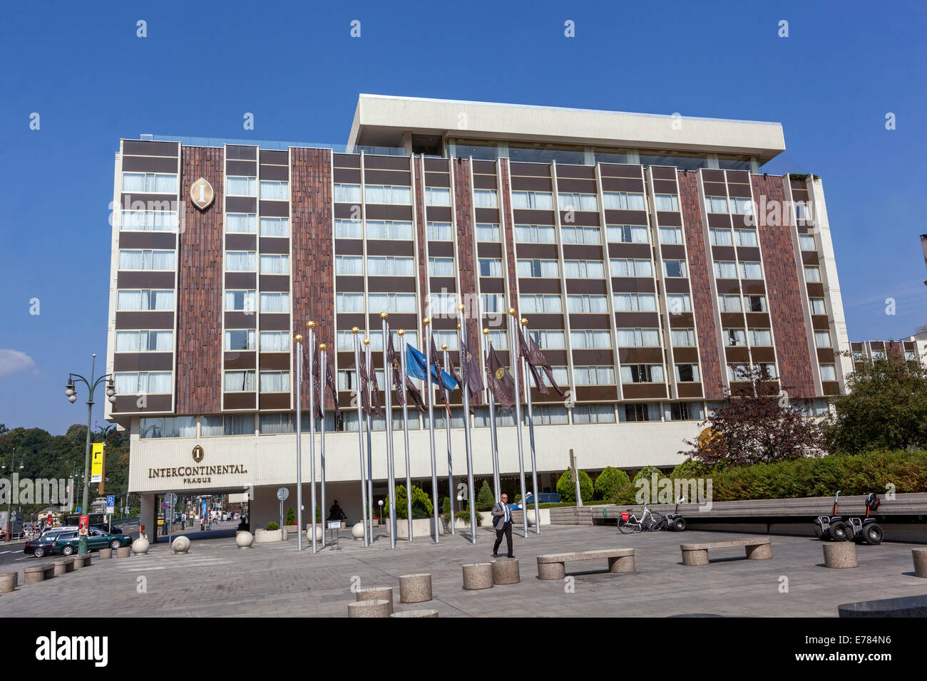 Prague Intercontinental Hôtel l'architecture brutaliste Prague, République Tchèque Banque D'Images