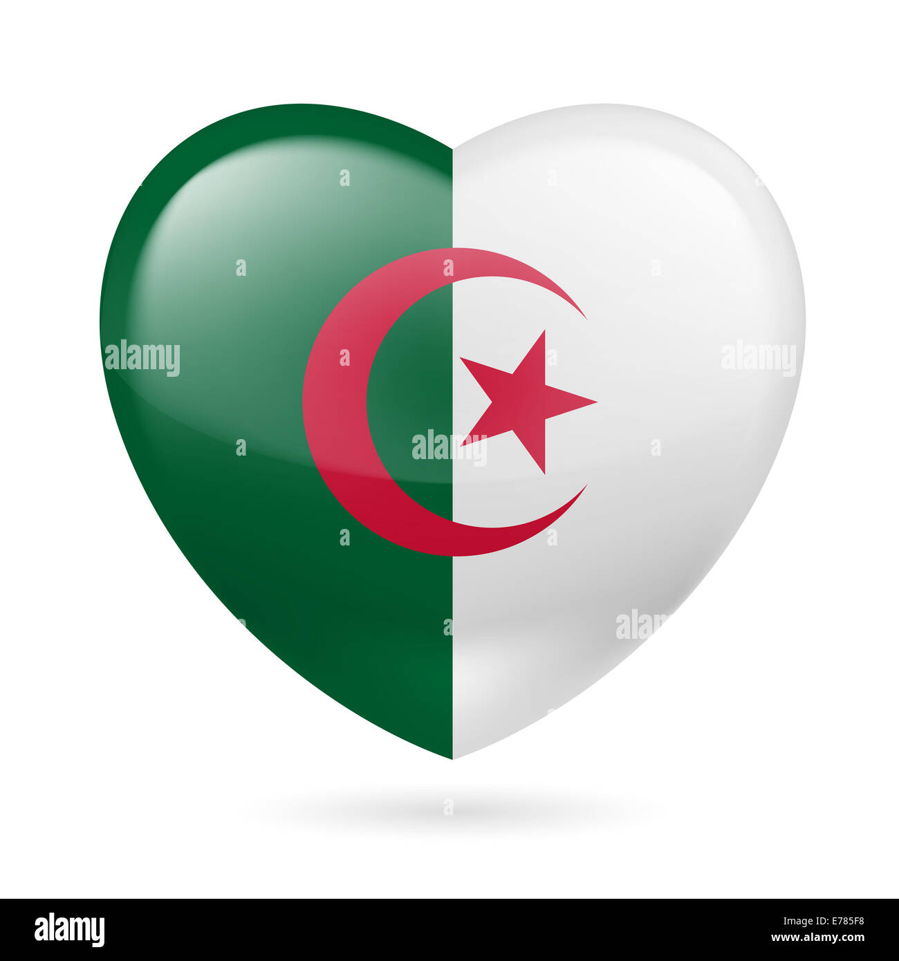 Coeur avec les couleurs du drapeau algérien. J'aime l'Algérie Banque D'Images