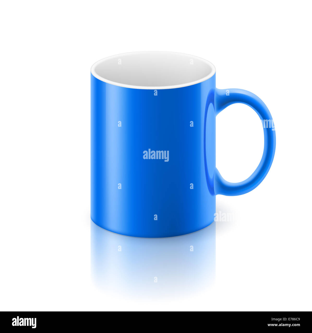 Brillant bleu mug sur le fond blanc. Banque D'Images