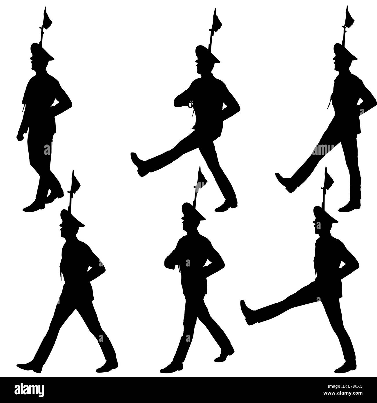 Soldats Silhouette lors d'une parade militaire. Banque D'Images