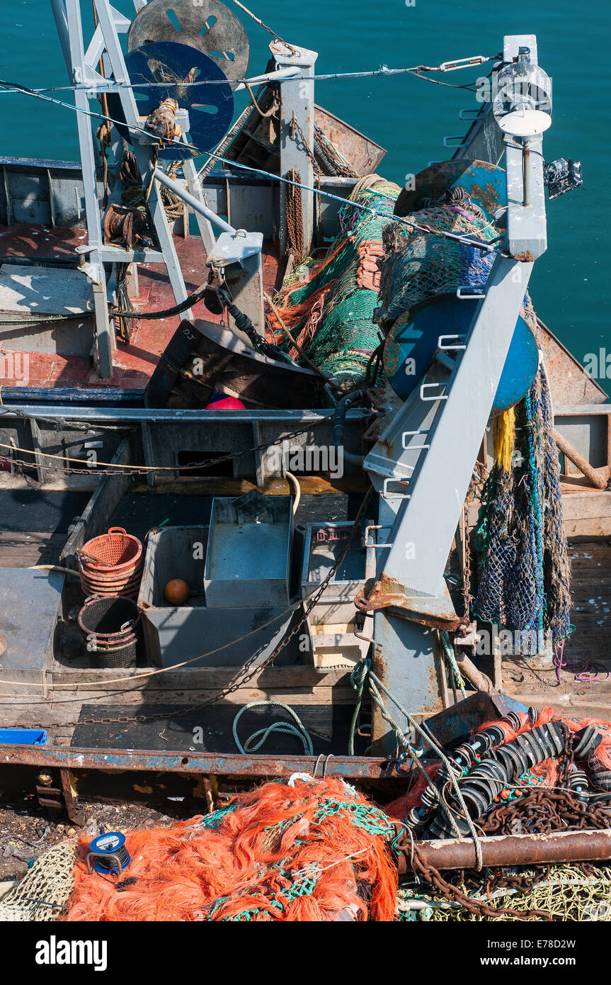 Trawler à brixham brixham harbour,port,yachts, haven, ondulations, littoral, ville, nautique, blanc, littoral, colorées, rouge, vue, Banque D'Images