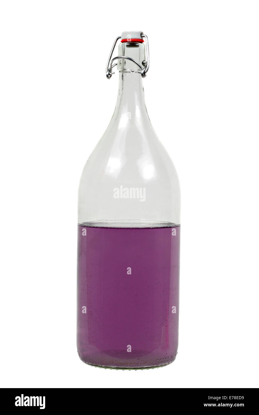 Demi-bouteille de pomme de terre home brew hooch isolé sur fond blanc Banque D'Images