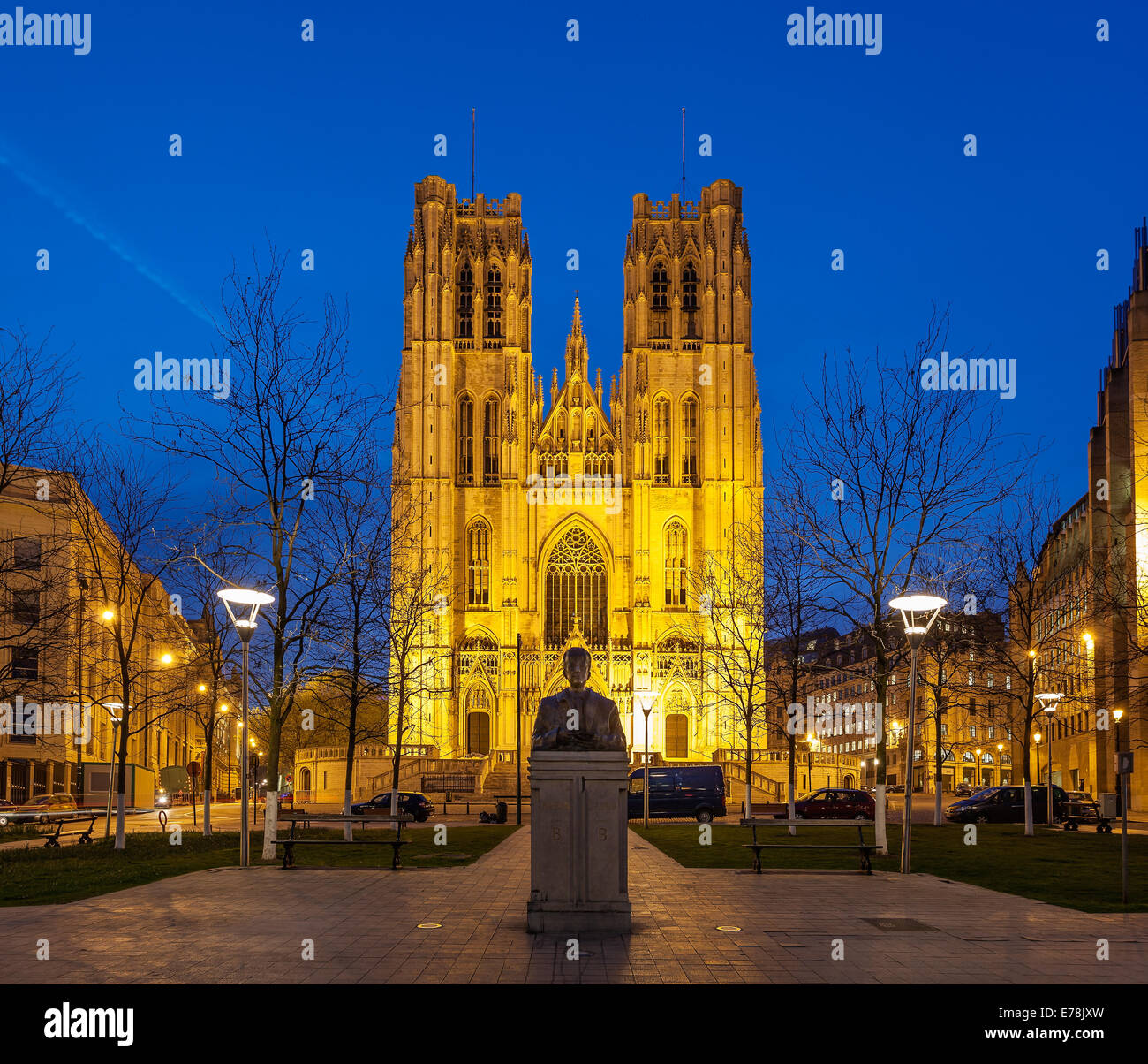 La Cathédrale de Saint Michel et Saint Gudule est une église catholique romaine sur la colline de Treurenberg à Bruxelles, Belgique. Banque D'Images