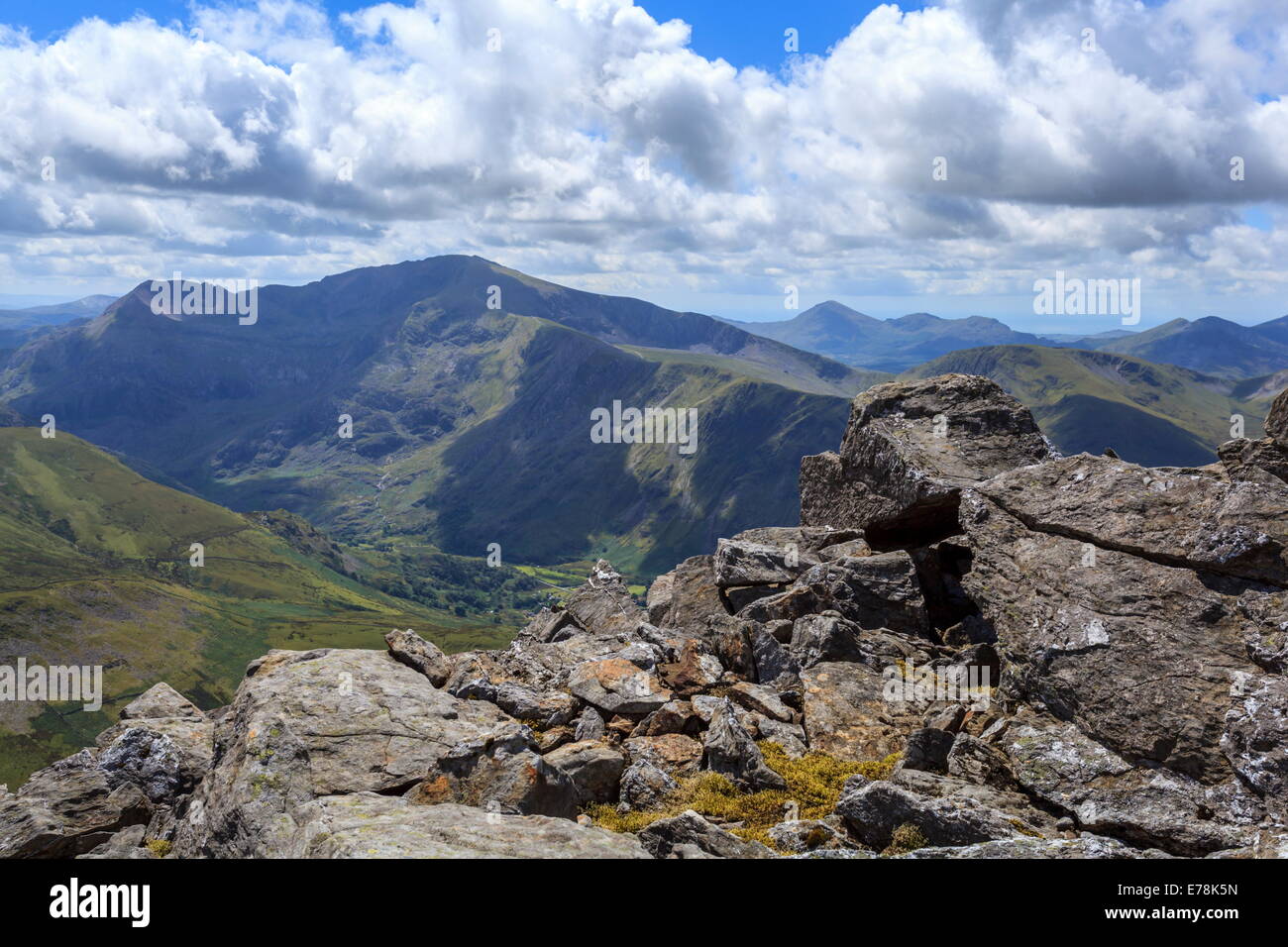 Vue de Snowdon de Mynydd Elidir Fawr Banque D'Images