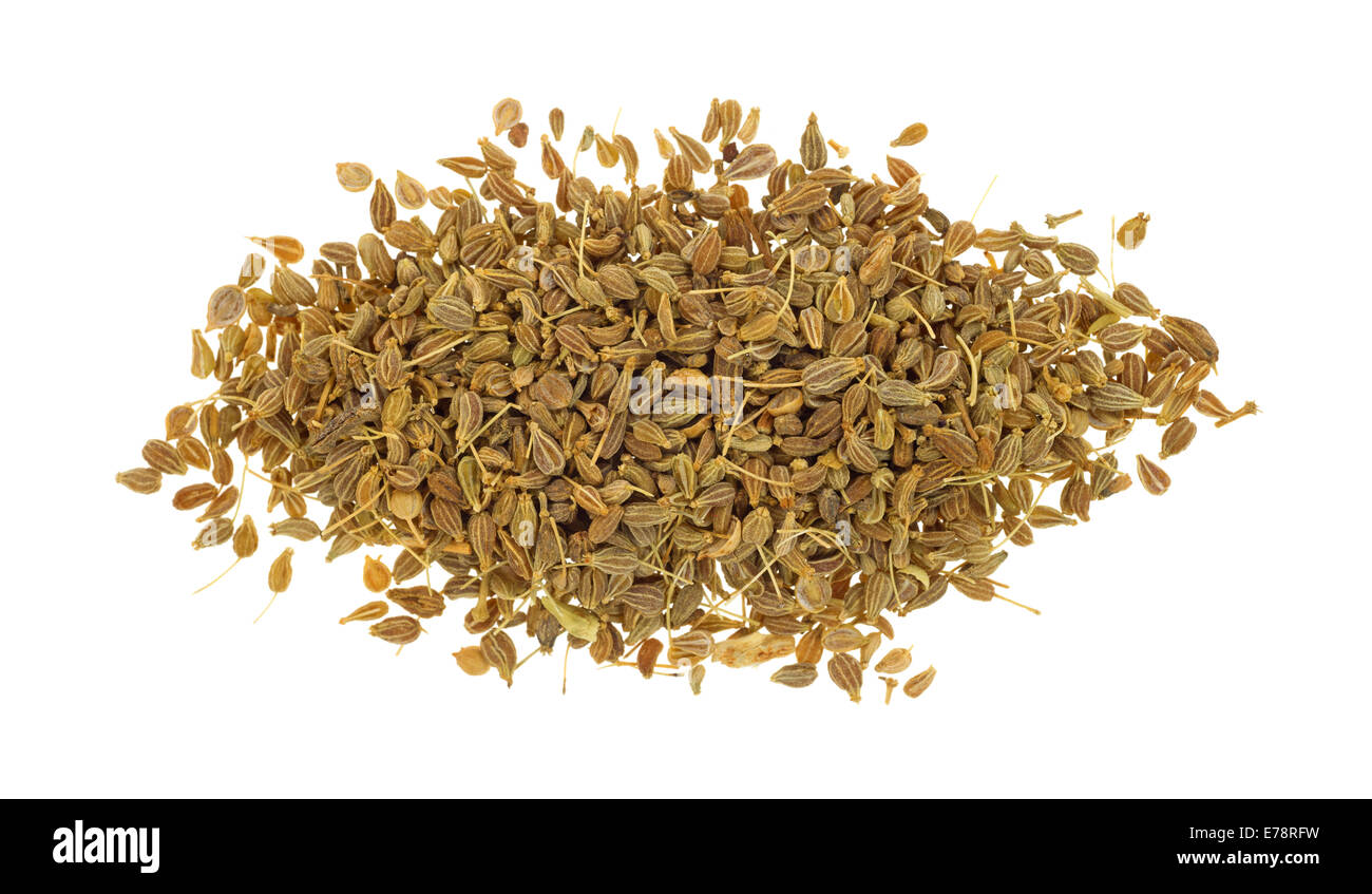 Une partie des graines sur un fond blanc. Banque D'Images