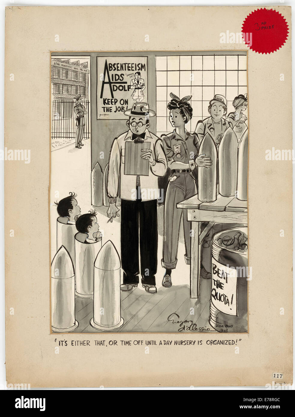 Une citation humoristique capturée dans une image reflétant un moment léger lié au travail et aux congés, peut-être d'un bureau ou d'une institution historique. Banque D'Images