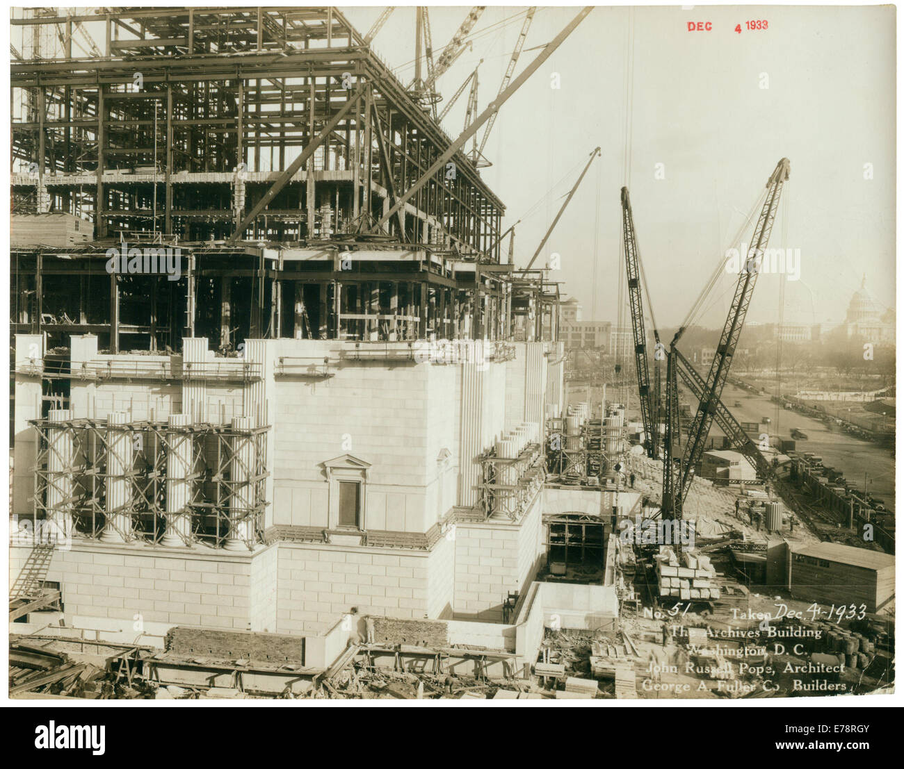 Photographie de l'édifice des Archives nationales en cours de construction, Banque D'Images