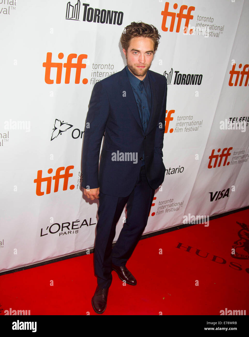 Toronto, Canada. Sep 9, 2014. L'acteur Robert Pattinson pose pour photos avant la première nord-américaine du film "carte aux étoiles', au Roy Thomson Hall à la 39e Festival International du Film de Toronto à Toronto, Canada, July 9, 2014. Credit : Zou Zheng/Xinhua/Alamy Live News Banque D'Images