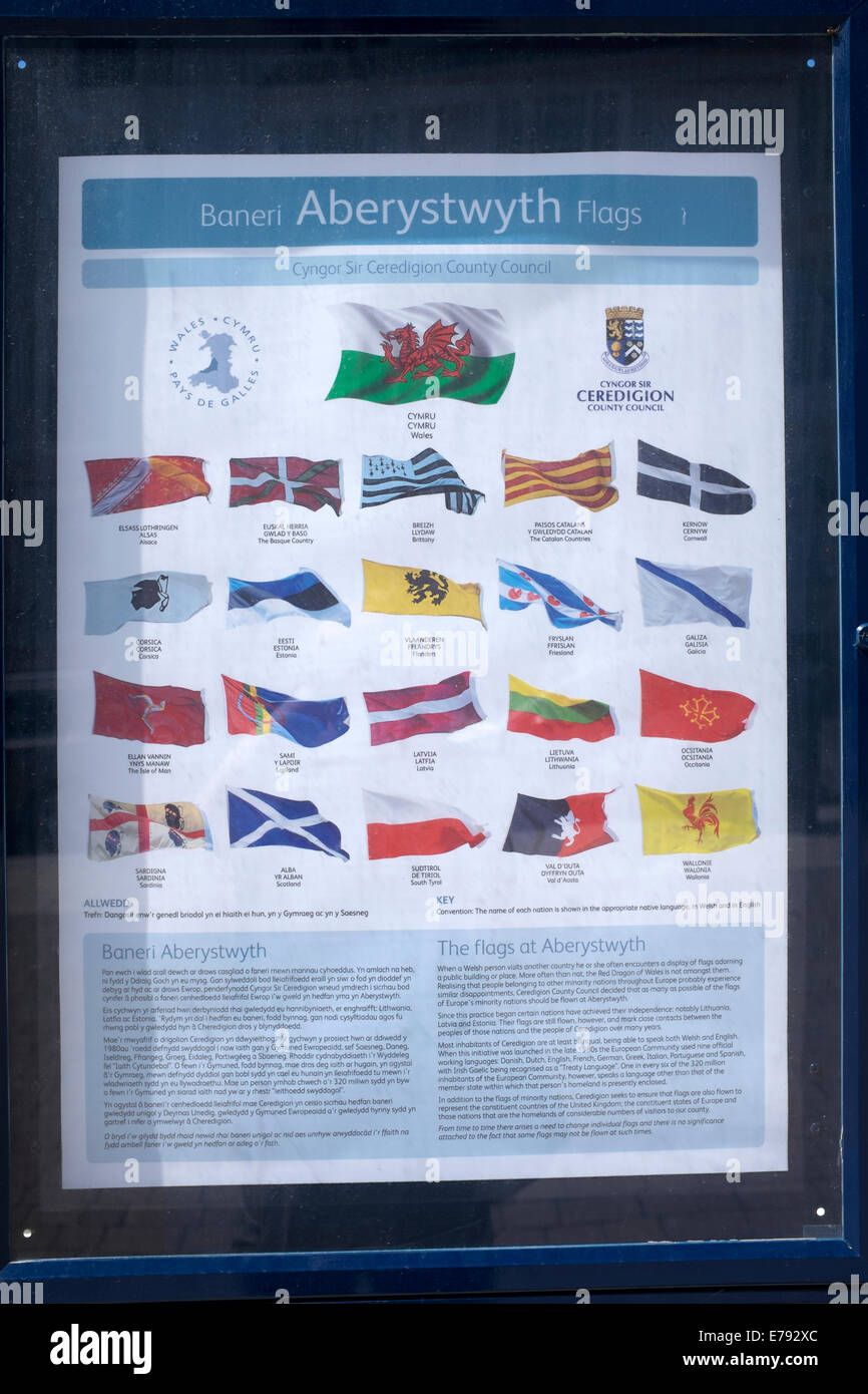Pays de Galles Aberystwyth UK Drapeaux et significations Sign Banque D'Images