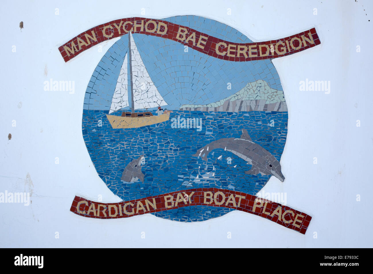 La baie de Cardigan au Pays de Galles Royaume-uni Lieu bateau mer Mosaïque Banque D'Images