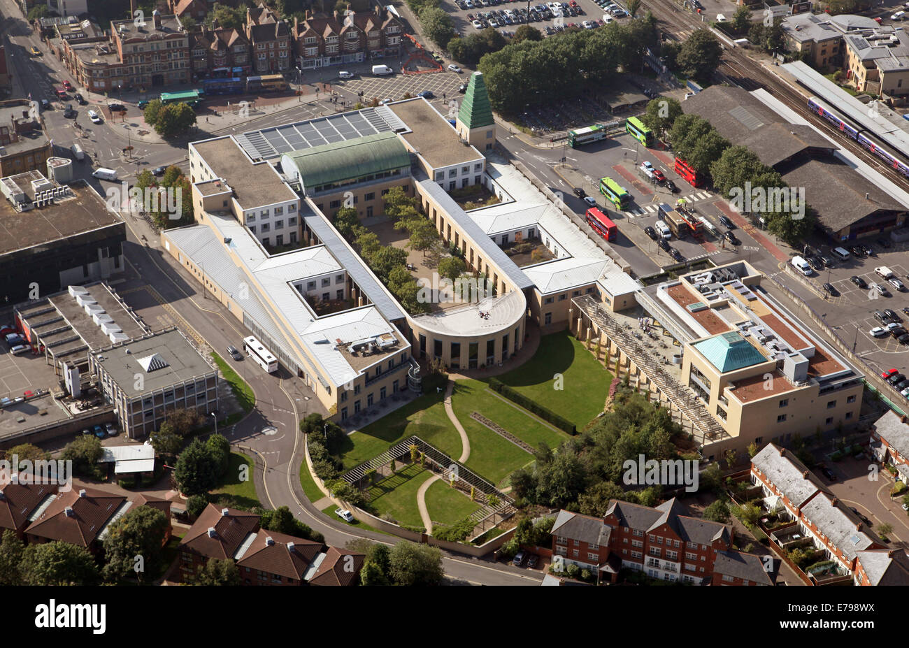 Vue aérienne de la Saïd Business School, du parc Fin Street, Oxford UK Banque D'Images