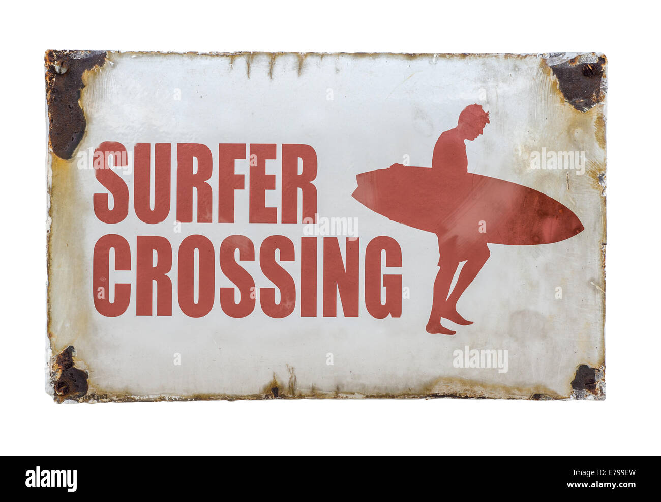 Surfer Crossing Sign Banque D'Images