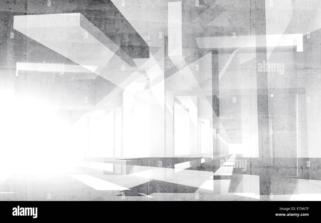 Abstract 3d white background illustration perspective de l'intérieur Banque D'Images