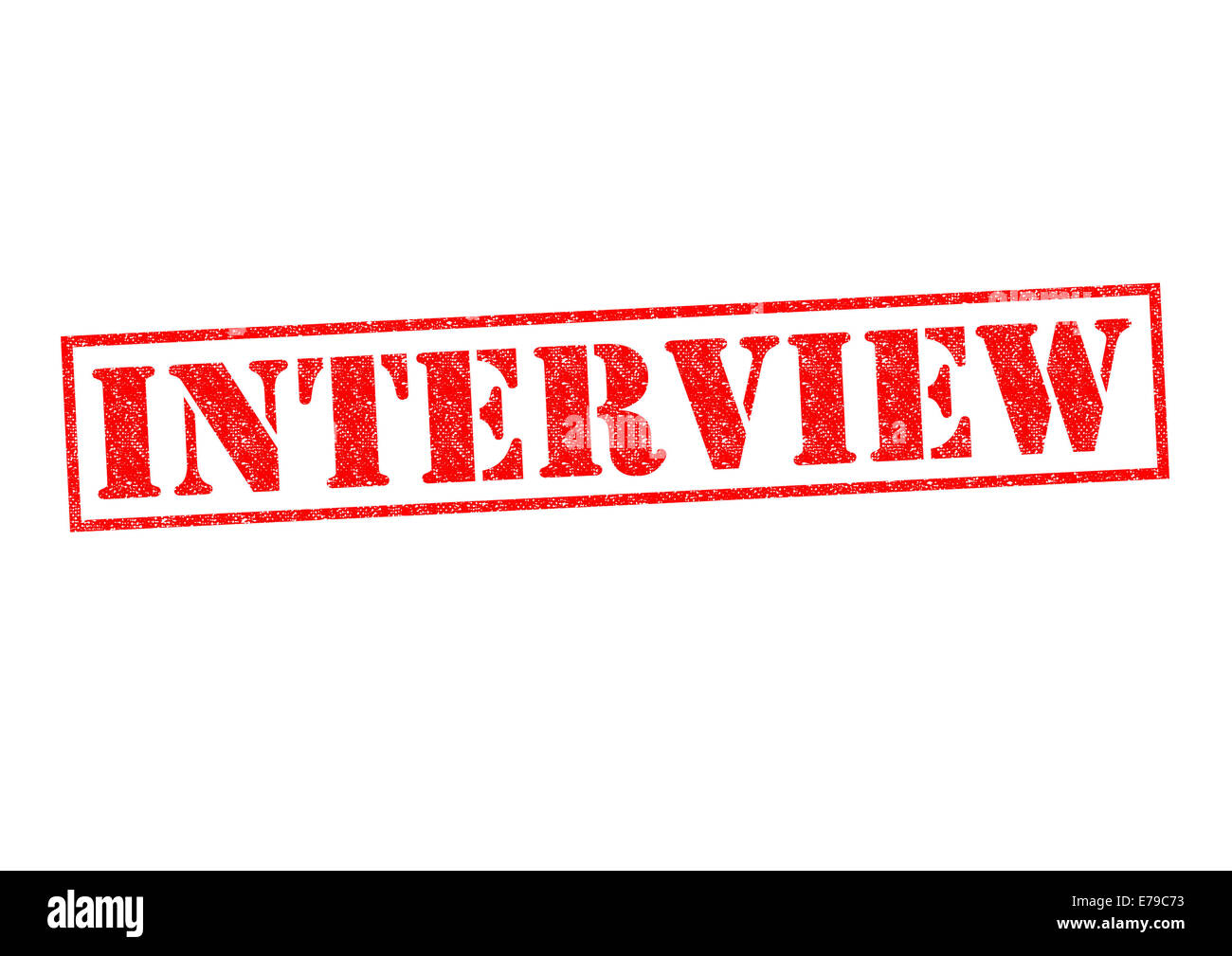 INTERVIEW de tampon en caoutchouc rouge sur un fond blanc. Banque D'Images