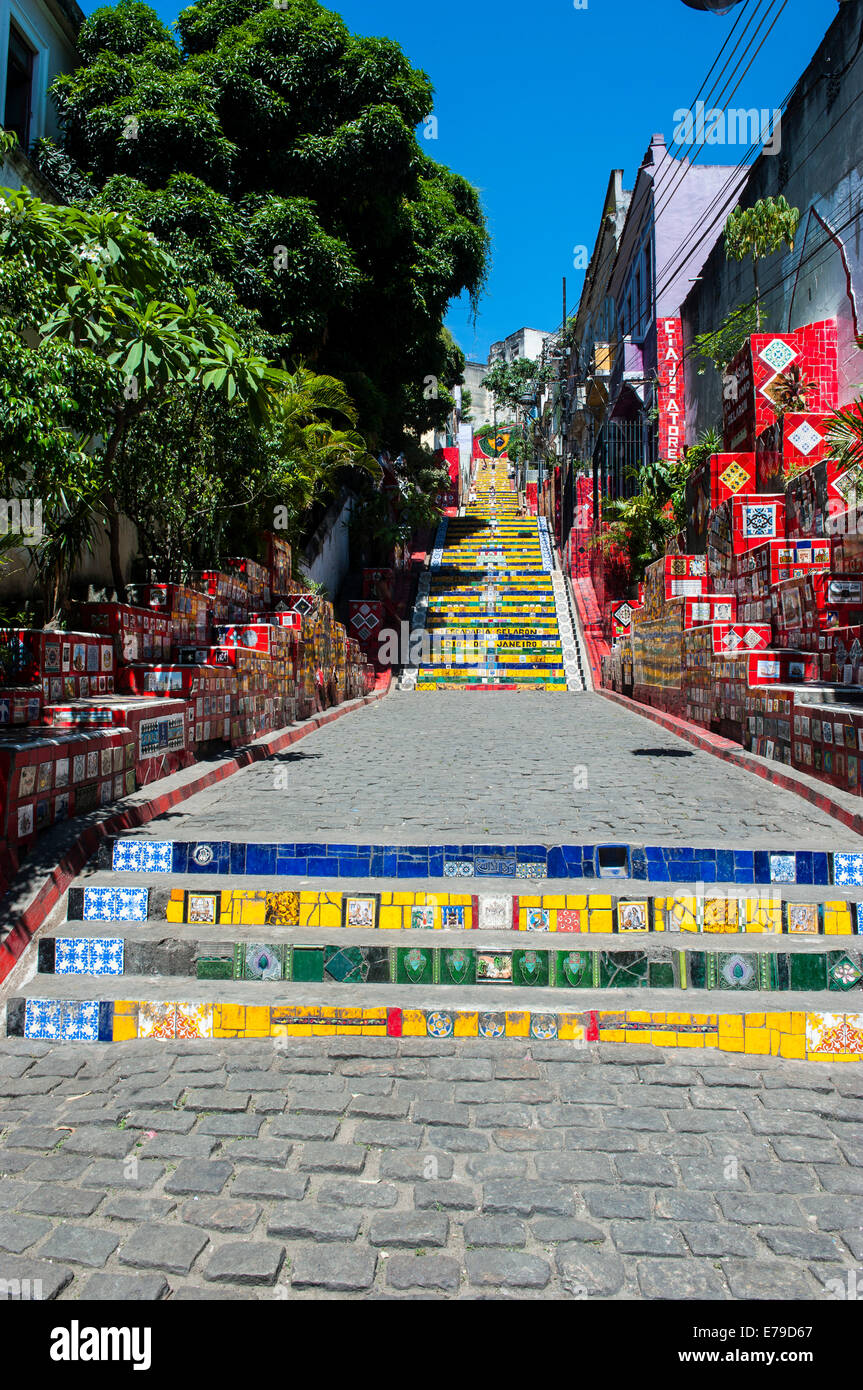 Escadaria Selarón étapes de Lapa, Rio de Janeiro, Brésil Banque D'Images