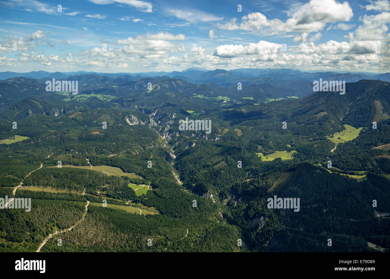 Vue aérienne, paysages alpins, Naturpark Ötscher-Tormäuer, Mitterbach-Seerotte, Basse Autriche, Autriche Banque D'Images