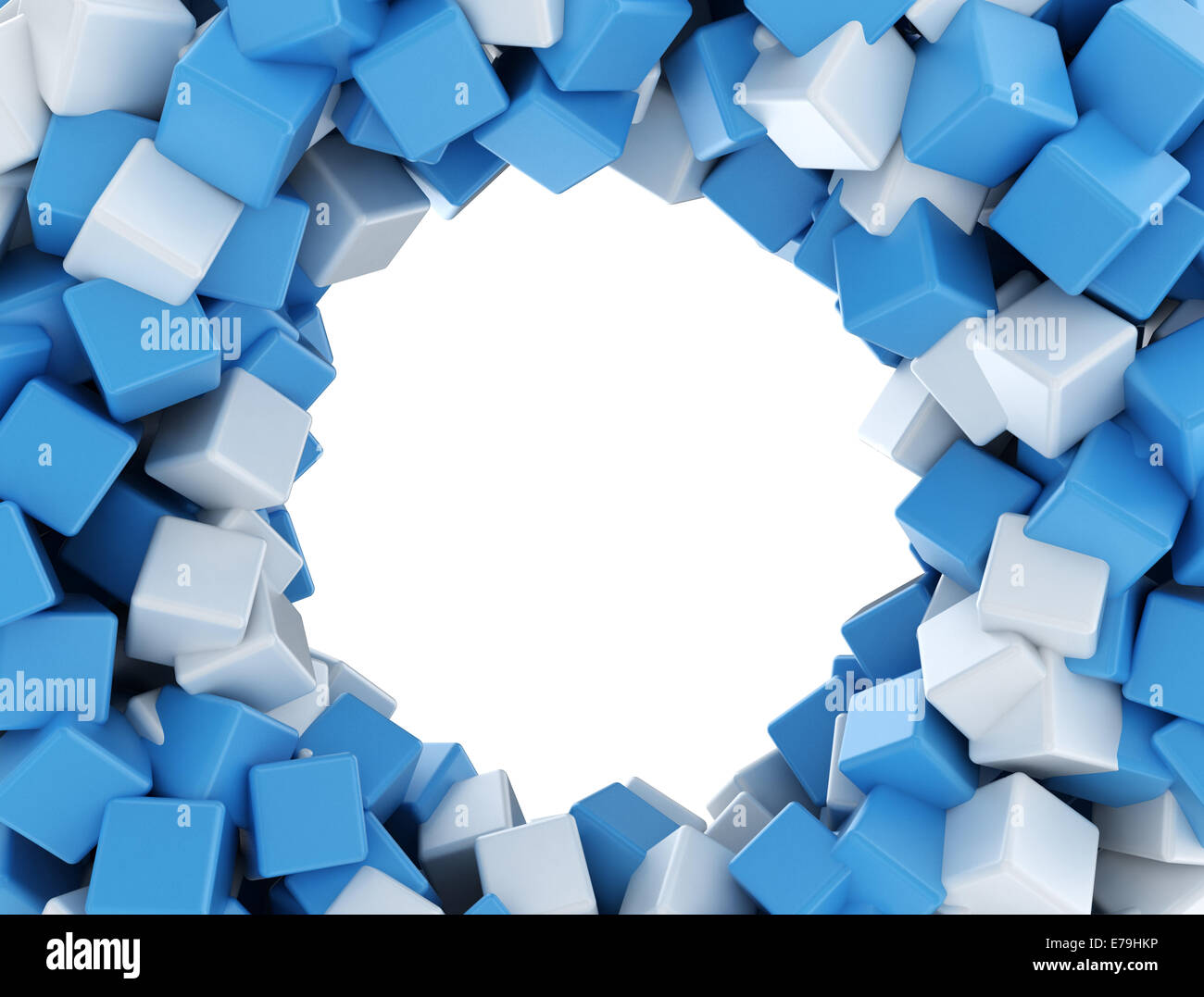 Forme géométrique abstraite de white cubes bleus Banque D'Images