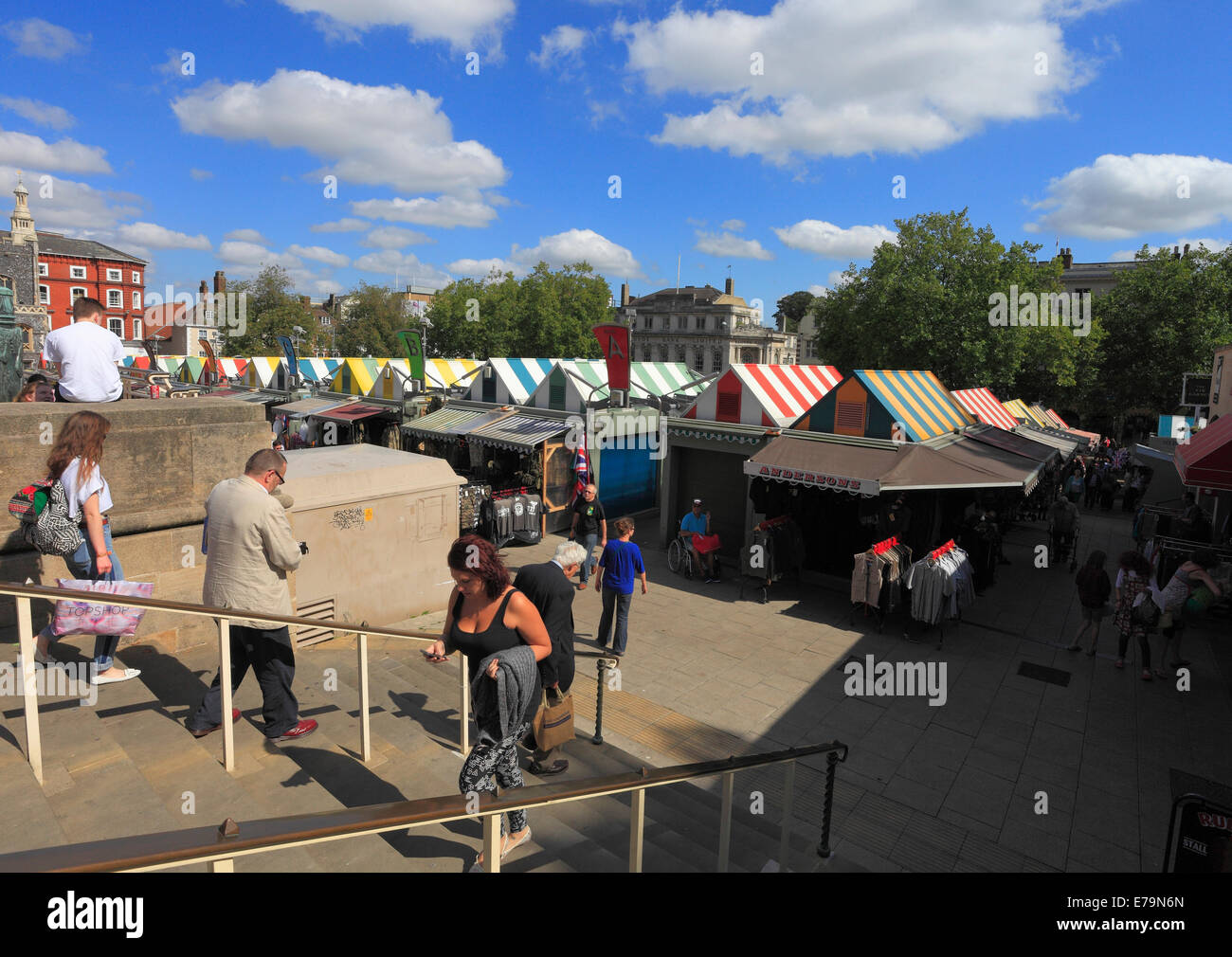 Marché de Norwich dans le centre-ville, à Norfolk, en Angleterre. Banque D'Images