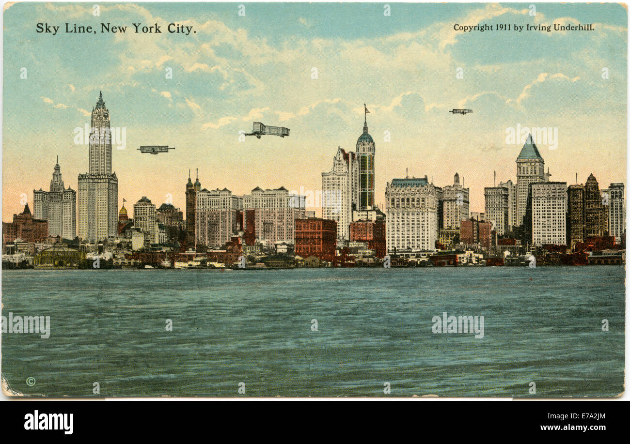 New York City Skyline de Jersey City, carte postale, vers 1915 Banque D'Images