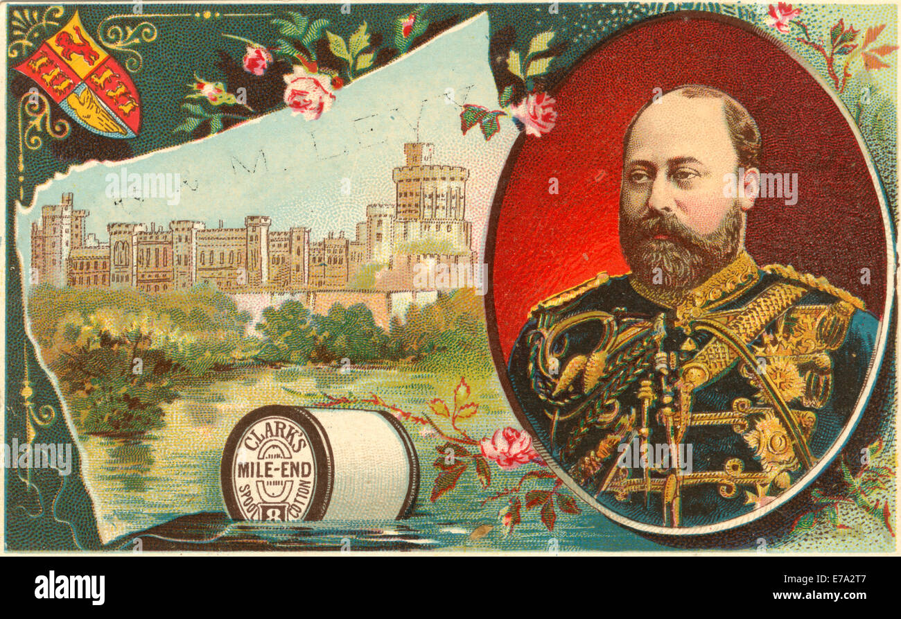 Le roi Édouard VII, Trade Card, Clark's Mile-End Thread tiroir, USA, vers 1900 Banque D'Images