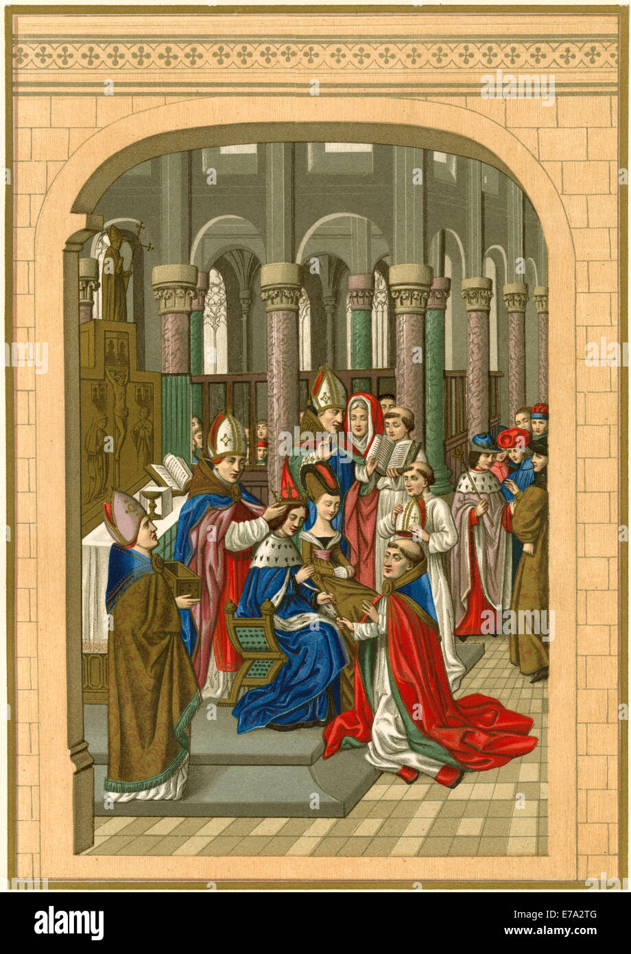 Couronnement de Charles V (1338-1380), Roi de France, 1364, gravure, vers 1890 Banque D'Images