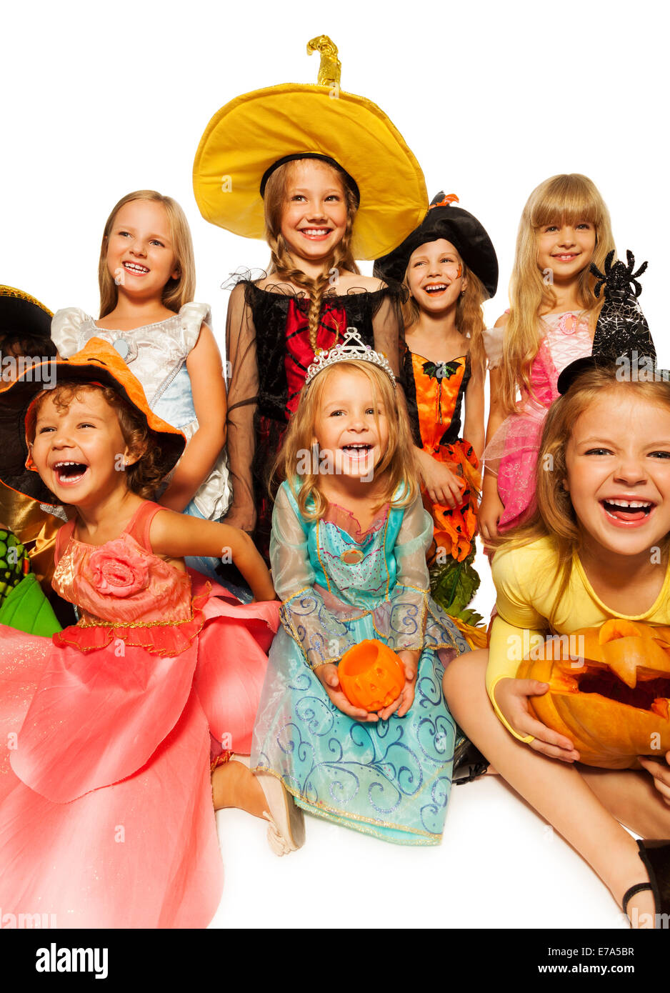 Funny happy kids dans Halloween costumes Banque D'Images