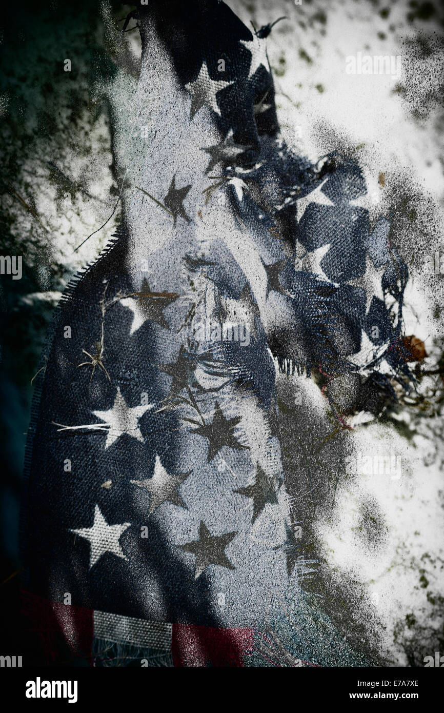 Papier froissé et effilochée drapeau Américain Banque D'Images