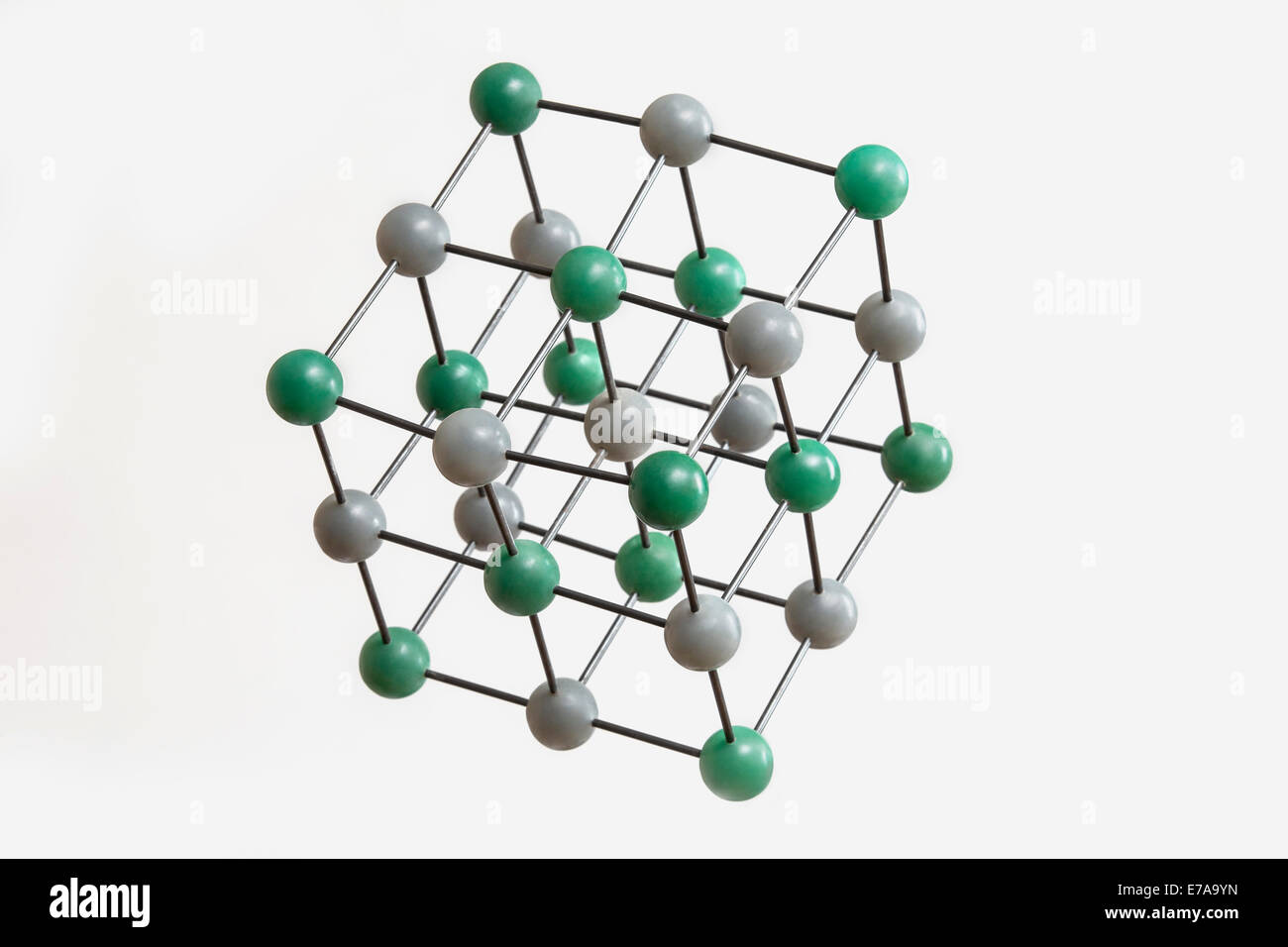 Vert et blanc, structure moléculaire against white background Banque D'Images