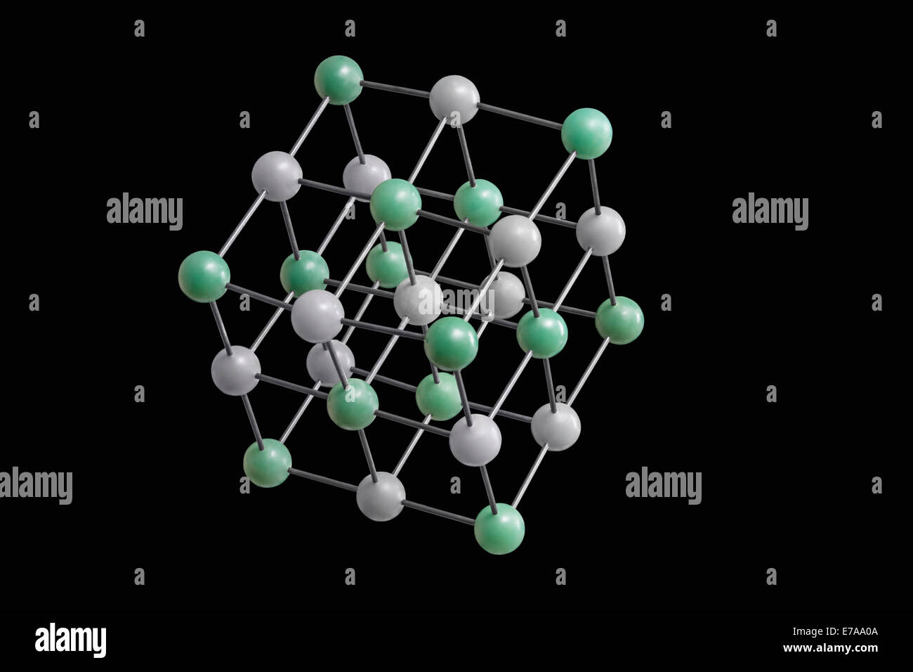 Structure moléculaire blanc et vert sur fond noir Banque D'Images