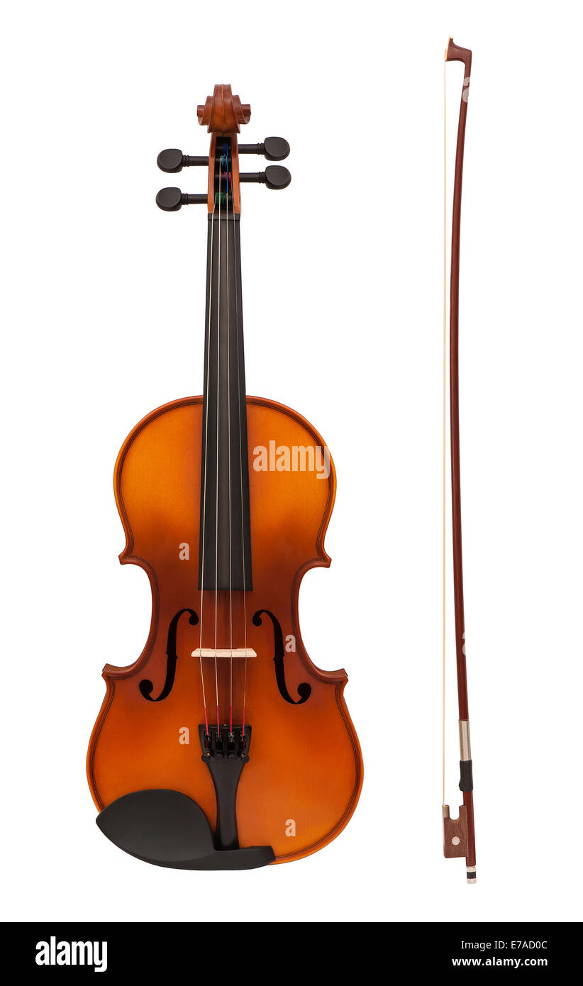 Violon isolé sur fond blanc Banque D'Images