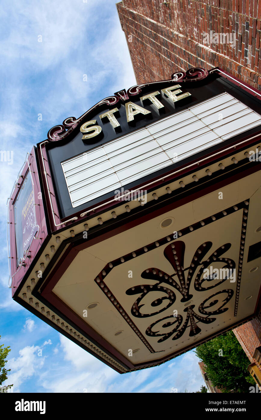 L'ancien bâtiment du théâtre d'État et Kingsport, Tennessee Marquee Banque D'Images