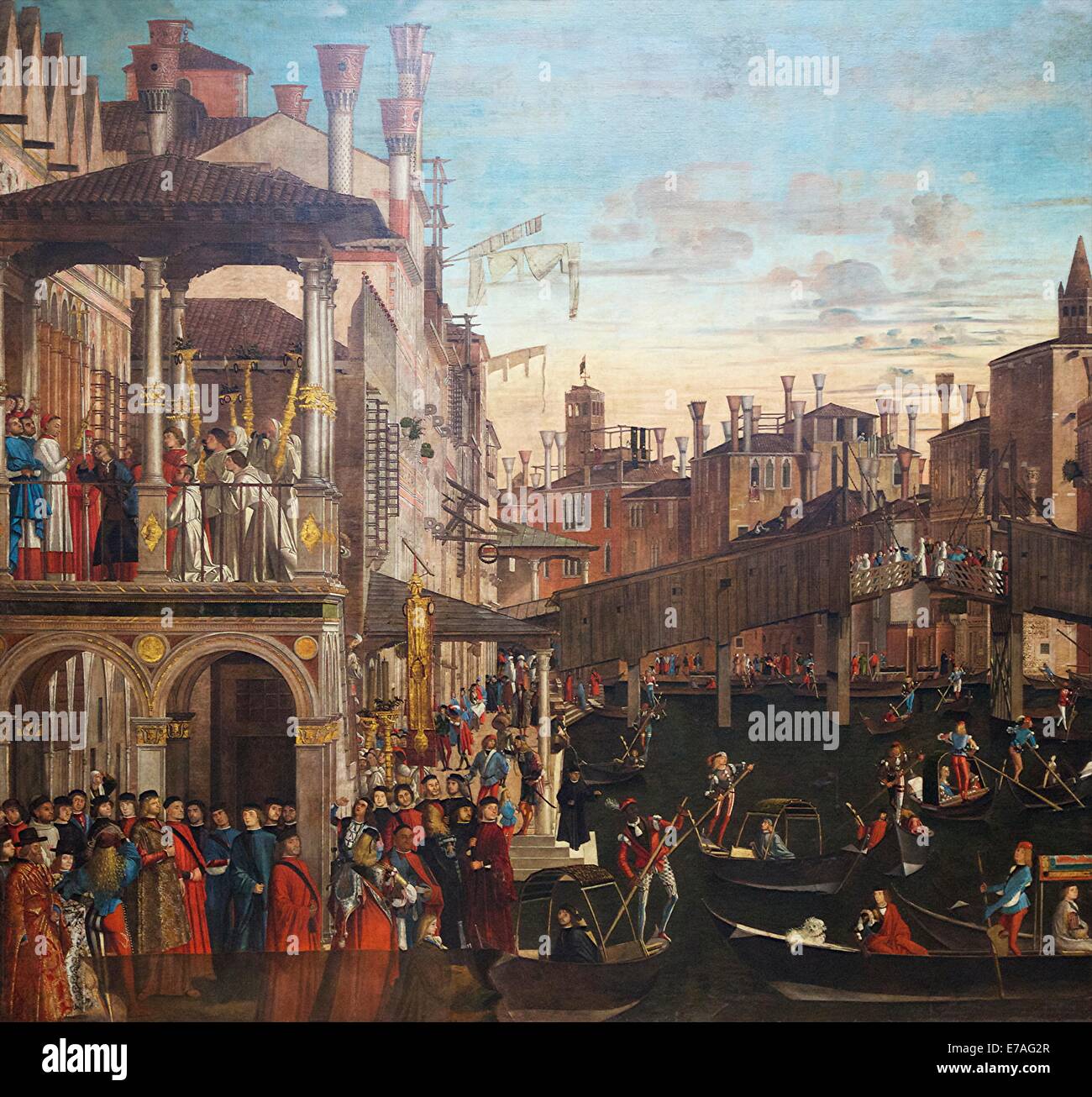 Miracle de la Croix au pont du Rialto, par Vittore Carpaccio, circa 1496, Galleria dell'Accademia, Venise, Italie, Europe Banque D'Images