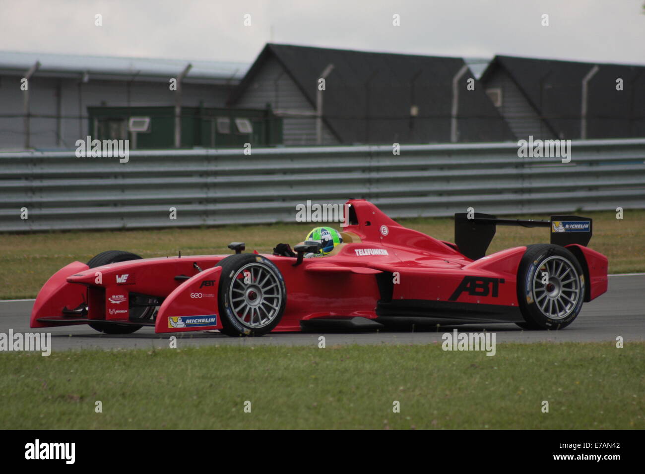 Formule E voitures essais au circuit de Donington, 4 juillet 2014 Banque D'Images