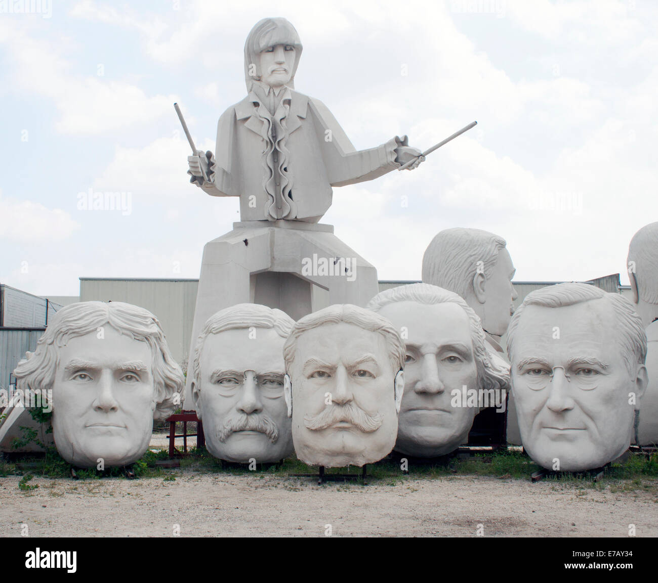 Sculpture géante des Beatles et présidents généraux à Houston au Texas Banque D'Images