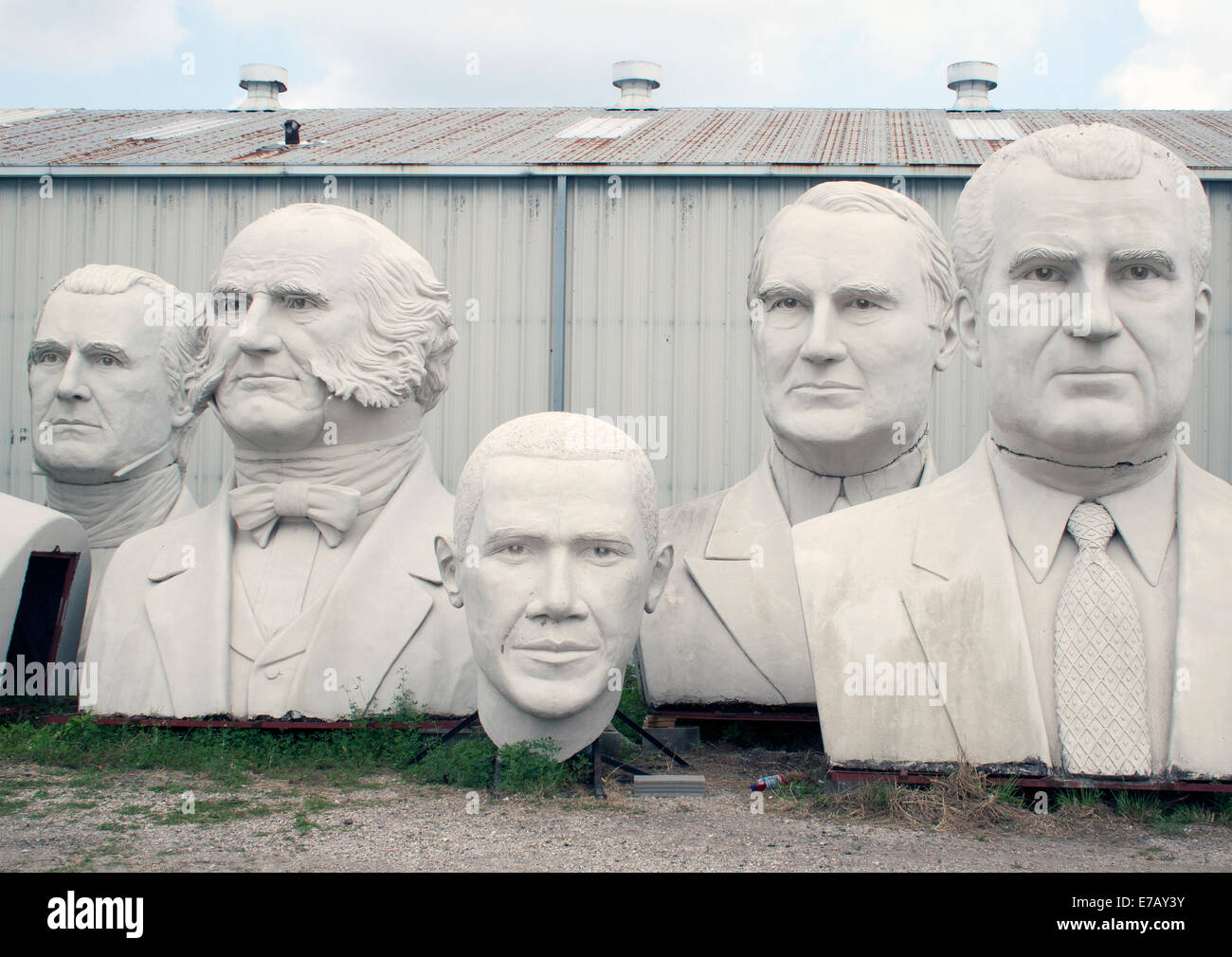 Sculpture géante de présidents américains chefs à Houston au Texas Banque D'Images