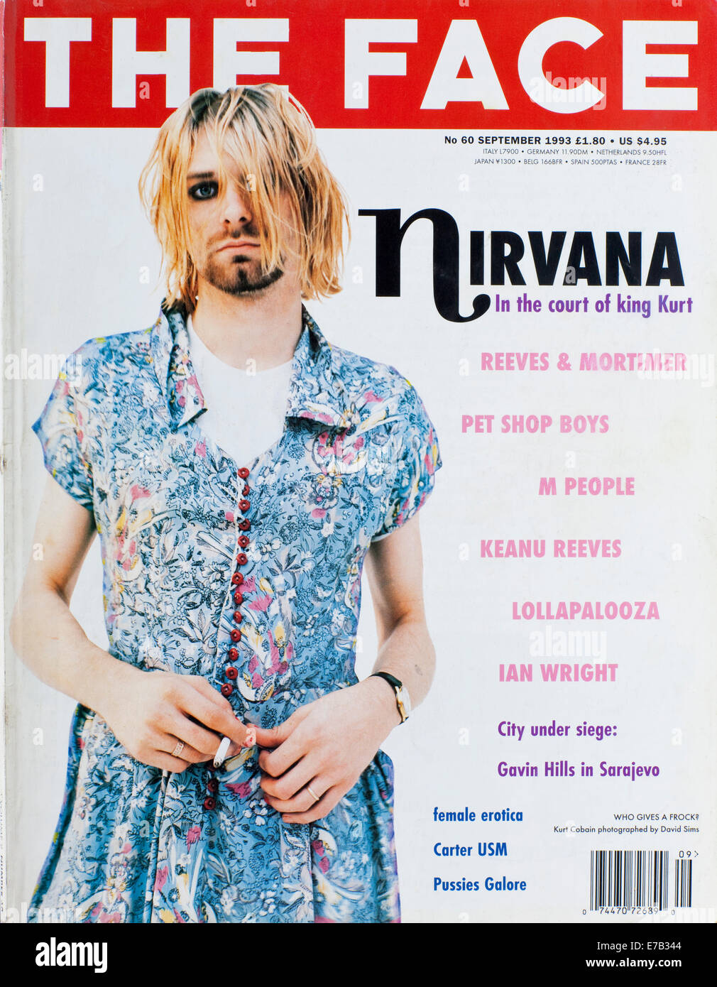 The face Magazine, septembre 1993 -Kurt Cobain - usage éditorial seulement Banque D'Images