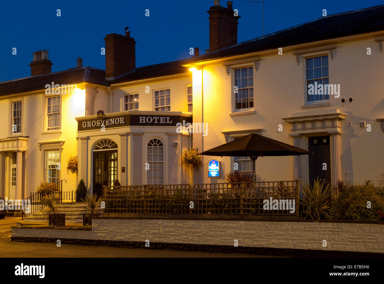 L'hôtel Grosvenor la nuit, Stratford-upon-Avon, Warwickshire, UK Banque D'Images