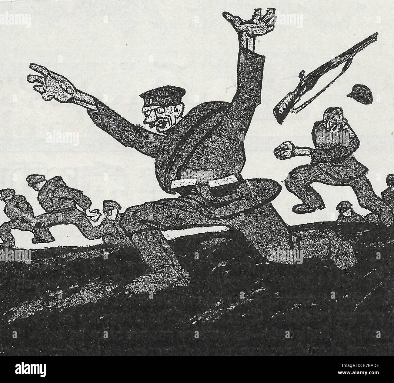 La Première Guerre mondiale, Caricature politique - plus ils se querellent à propos de la terre à l'arrière, plus nous perdre à l'avant, explique un déserteur russe. 1917 Banque D'Images