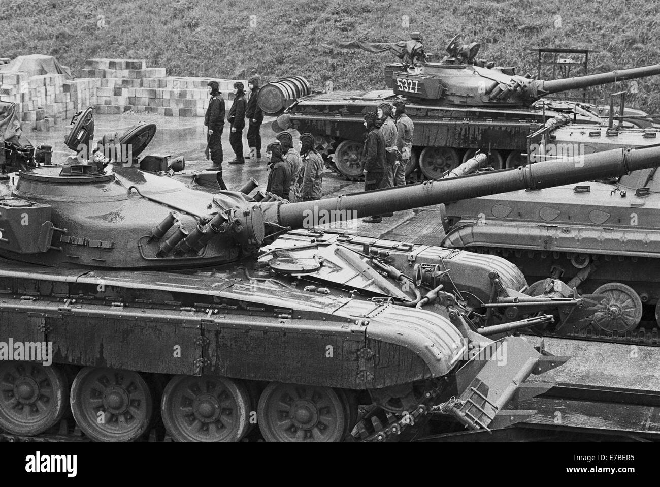 L'armée polonaise, 12e division d'infanterie mécanisée de Szczecin, T 72 char soviétique (mai 1991) Banque D'Images