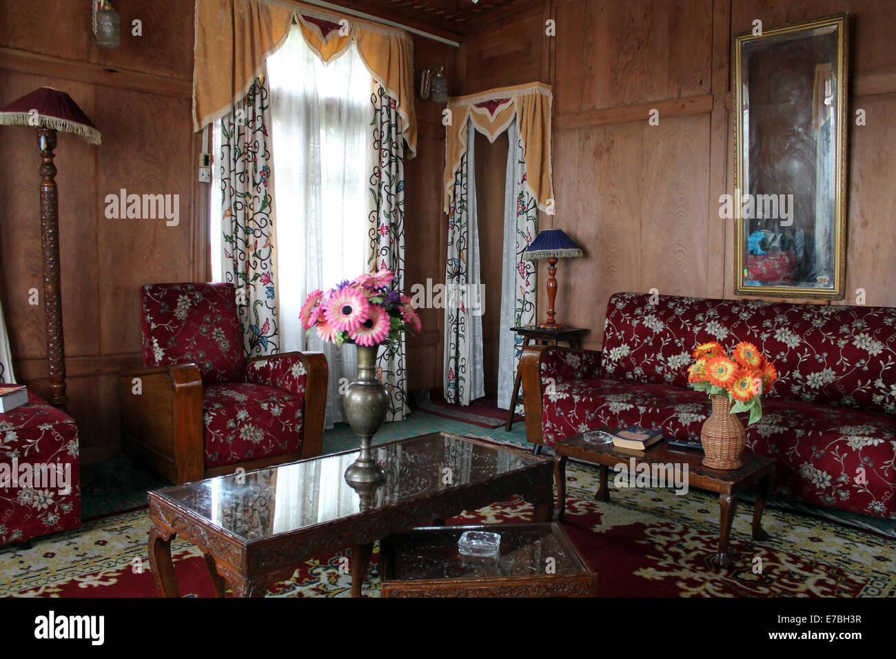 La décoration intérieure de style indien dans une péniche. Banque D'Images