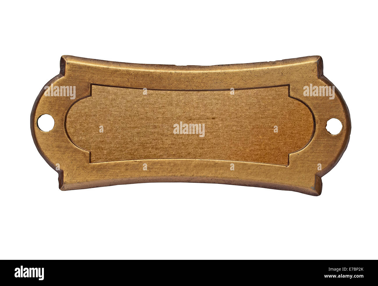 Nom sur la plaque de laiton vintage white, chemin de détourage, de l'espace pour votre texte Banque D'Images