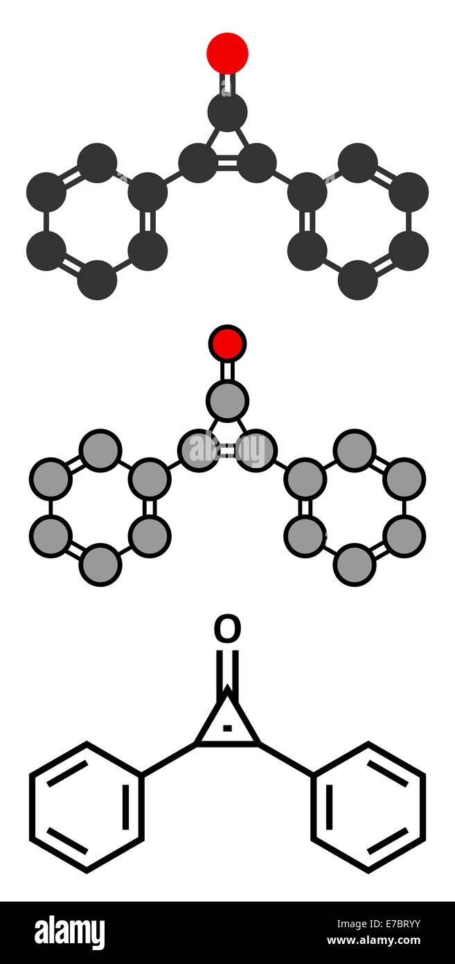 (Diphencyprone diphenylcyclopropenone traitement alopécie) molécule pharmaceutique. Formule topologique classiques et des représentants Banque D'Images