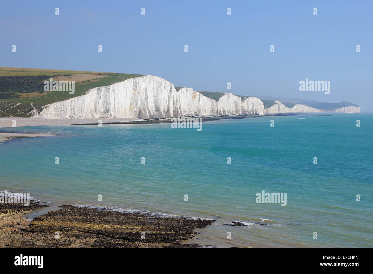 Les sept soeurs des falaises de craie près de Seaford East Sussex England Royaume-Uni UK Banque D'Images