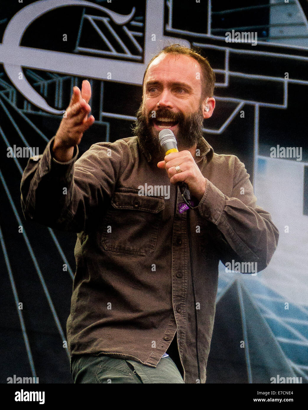 Chicago, Illinois, USA. Sep 12, 2014. NEIL FALLON d'embrayage remplit à Riot Fest 2014 à Chicago, IL. Crédit : Alexis Simpson/ZUMA/Alamy Fil Live News Banque D'Images