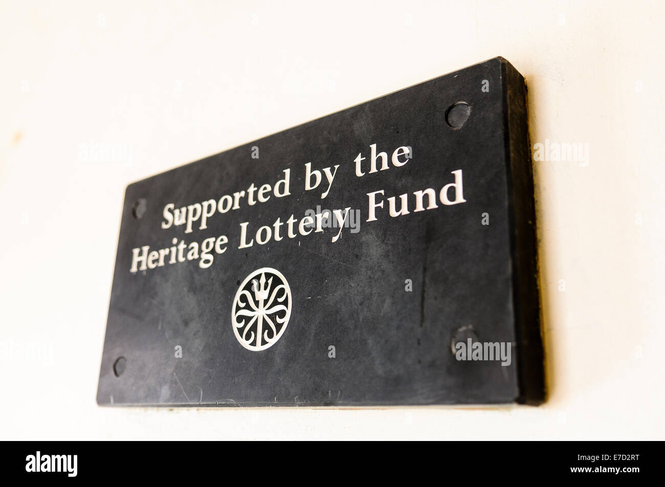 La plaque dans un immeuble qui a reçu un financement de l'Heritage Lottery Fund Banque D'Images