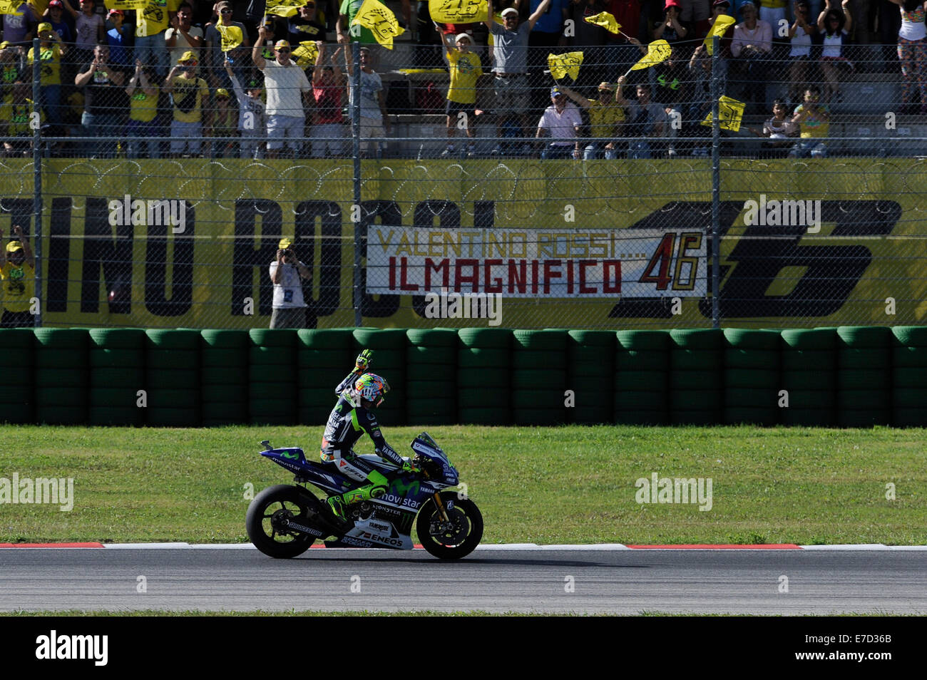 Misano, Saint-Marin. 14Th Sep 2014. MotoGP. Grand Prix de Saint-Marin. Valentino Rossi (Movistar Yamaha)pendant la course. Credit : Action Plus Sport/Alamy Live News Banque D'Images