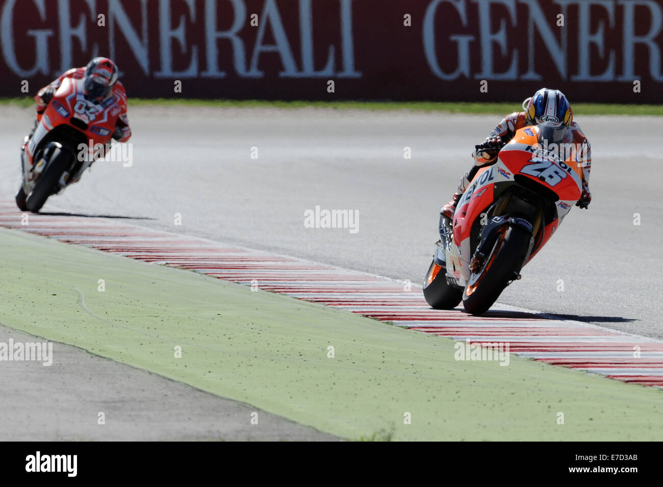 Misano, Saint-Marin. 14Th Sep 2014. MotoGP. Grand Prix de Saint-Marin. Dani Pedrosa (Repsol Honda) pendant la course. Credit : Action Plus Sport/Alamy Live News Banque D'Images