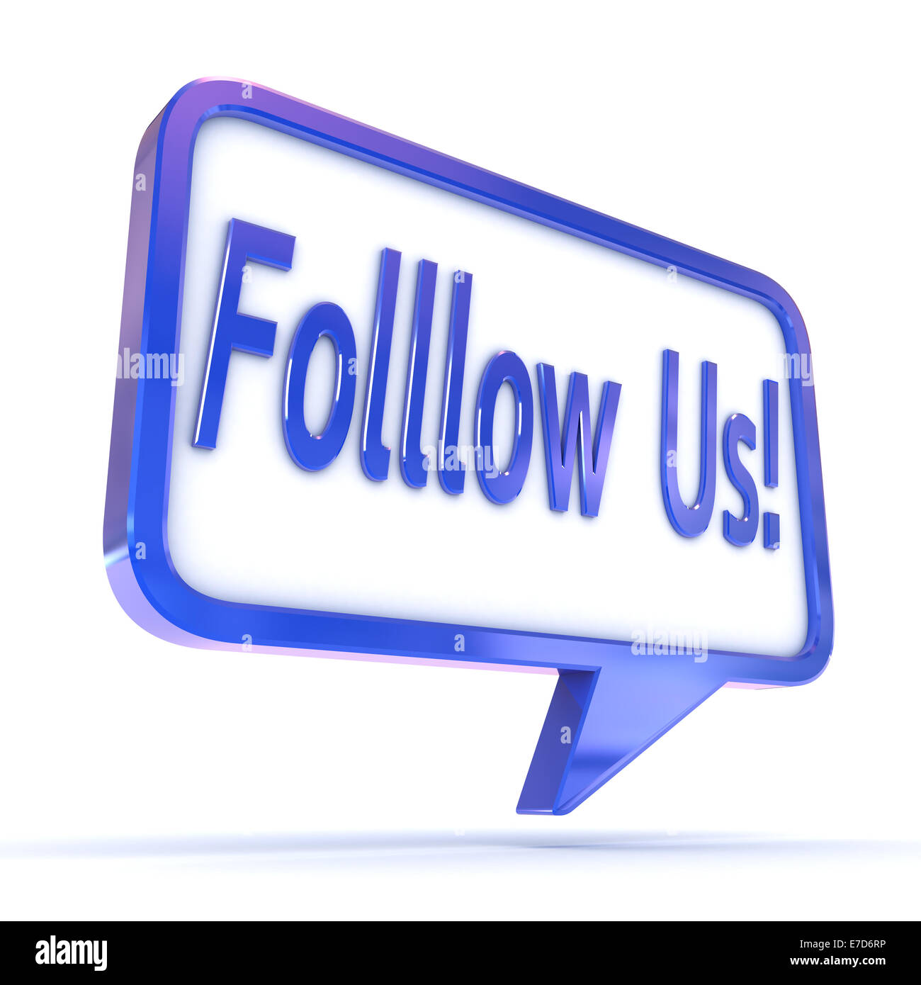 Un concept en rendu 3d illustration "Suivez-nous" écrit dans une bulle Banque D'Images